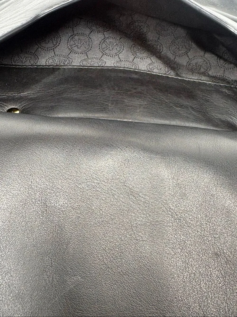 Michael Kors Karlie Black Leather Satchel Gold Hardware Handbag 30S5GCDS3L.
